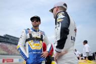 Chase Elliott (L) and William Byron before the 2023 NASCAR Cup Series race at Michigan. Source: Getty